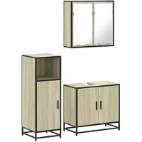 vidaXL Ensemble de meubles de salle de bain 3 pièces en bois composite chêne Sonoma