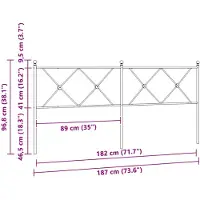 vidaXL Tête de lit de rechange en métal noir 180 cm