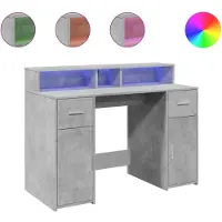 vidaXL Bureau LED gris béton 120x55x91 cm Bois composite