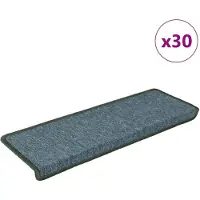 vidaXL Tapis d'escalier 30 pièces 65 x 21 x 4 cm Vert foncé Bord rectangulaire
