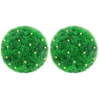vidaXL Boules de buis artificielles avec lumières LED 2 pcs vert 22 cm