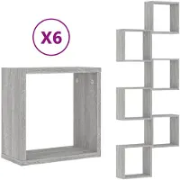 vidaXL Étagères cube murales 6 pcs sonoma gris 30x15x30 cm
