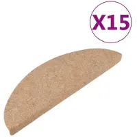 vidaXL Tapis d'escalier autocollants 15 pcs 56x17x3 cm Beige
