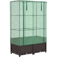 vidaXL Lit surélevé avec serre aspect rotin 80x40x138 cm