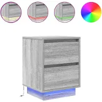 vidaXL Tables de chevet avec lumières LED 2pcs sonoma gris 38x34x50 cm