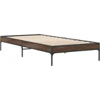 DKD Home Decor Cadre de lit marron imitation chêne 100x200 cm bois composite métal