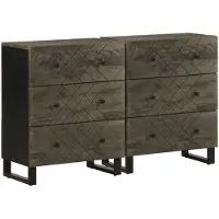 vidaXL Sideboards 2 pcs. noir 60x33x75 cm bois massif mangue