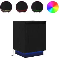 vidaXL Tables de chevet avec lumières LED 2 pcs noir 38x34x50 cm