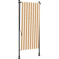 vidaXL Store extérieur orange et blanc 100x270 cm Tissu et acier