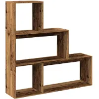 vidaXL Étagère séparatrice de pièce 3 niveaux vieux bois 123x29x123 cm