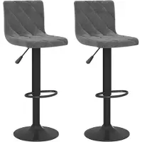 vidaXL Tabouret de bar 2 pcs. Velours gris foncé