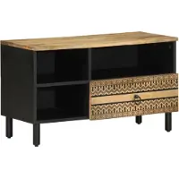 vidaXL Armoire TV noire 80x33,5x46 cm Bois de manguier brut