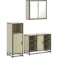 vidaXL Ensemble de meubles de salle de bain 3 pièces en bois composite chêne Sonoma