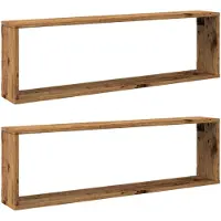vidaXL Étagères cube murales 2 pcs vieux bois 100x15x30 cm