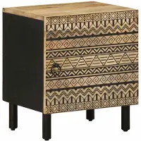 vidaXL Table de chevet noir 40x33,5x46 cm bois de manguier massif brut