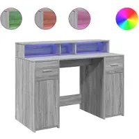 vidaXL Bureau LED gris Sonoma 120x55x91 cm Bois composite