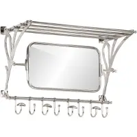 vidaXL Porte-bagages avec cintres et miroir mural aluminium
