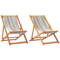 vidaXL Chaises de plage 2 pcs. Pliable Tissu multicolore