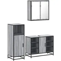 vidaXL Ensemble de meubles de salle de bain 3 pièces Gris Sonoma Bois composite