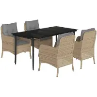 vidaXL Ensemble à manger de jardin avec coussins 5pcs Beige poly rotin