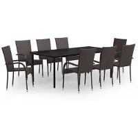 vidaXL Ensemble de jardin 9 pièces brun et noir