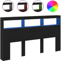 vidaXL Tête de lit LED avec étagères Noir aspect chêne 180x17x102 cm
