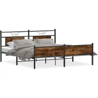 vidaXL Lit métallique sans matelas chêne fumé 160x200 cm