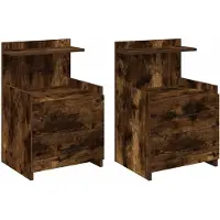 vidaXL Tables de chevet 2 pièces avec 2 tiroirs Chêne fumé 40 x 36,5 x 62 cm