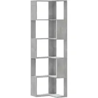 vidaXL Bibliothèque d'angle à 5 niveaux gris béton bois d'ingénierie