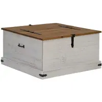 vidaXL Coffre de rangement HALDEN blanc 91x91x47 cm bois massif pin