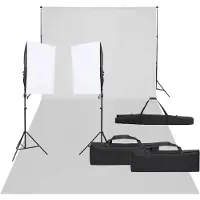 vidaXL Kit de studio photo avec éclairage et toile de fond