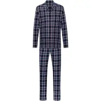 Mey Pyjama long 'Flanadian' bleu foncé / rouge / blanc