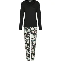 Pastunette Pyjama 'Premium - Midnight Haze' ivoire / noir