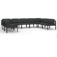 vidaXL Ensemble de salon de jardin 9 pièces avec coussins Aluminium Anthracite