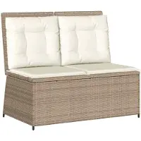vidaXL Banc de jardin Réglable avec coussins Beige Poly Rattan
