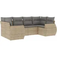 vidaXL Ensemble de salon de jardin 6 pièces avec coussins Beige Poly Rattan