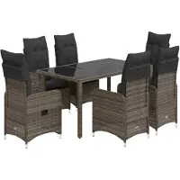 vidaXL Ensemble de jardin bistrot 5 pièces avec coussins Gris Poly rotin