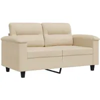 vidaXL Canapé 2 places crème 120 cm tissu microfibre
