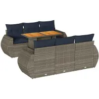 vidaXL Ensemble de salon de jardin 7 pièces avec coussins Gris Poly rotin