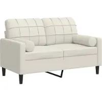 vidaXL Canapé 2 places avec coussins décoratifs Crème 120 cm Velours