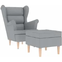 vidaXL Fauteuil avec repose-pied Gris clair Tissu