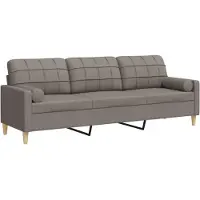 vidaXL Canapé 3 places avec oreillers décoratifs taupe 210 cm tissu