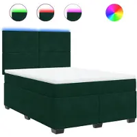vidaXL Lit boxspring avec matelas vert foncé 140x190 cm velours