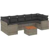 vidaXL Ensemble de jardin canapé 8 pièces avec coussins Gris Poly rotin