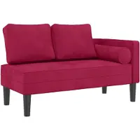 vidaXL Chaise longue avec coussins vin rouge velours