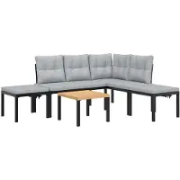 vidaXL Ensemble de salon de jardin 5 pièces avec coussins Noir Acier