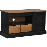 vidaXL Armoire TV HALDEN avec porte coulissante noire 110x40x60cm bois massif