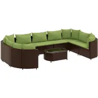 vidaXL Ensemble de salon de jardin 10 pièces avec coussins Marron Poly Rattan