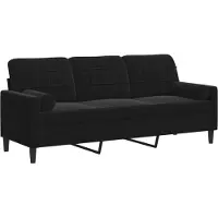 vidaXL Canapé 3 places avec oreillers décoratifs noir 180 cm velours