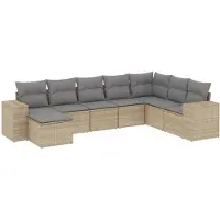 vidaXL Ensemble de jardin canapé 8 pièces avec coussins Beige Poly Rattan